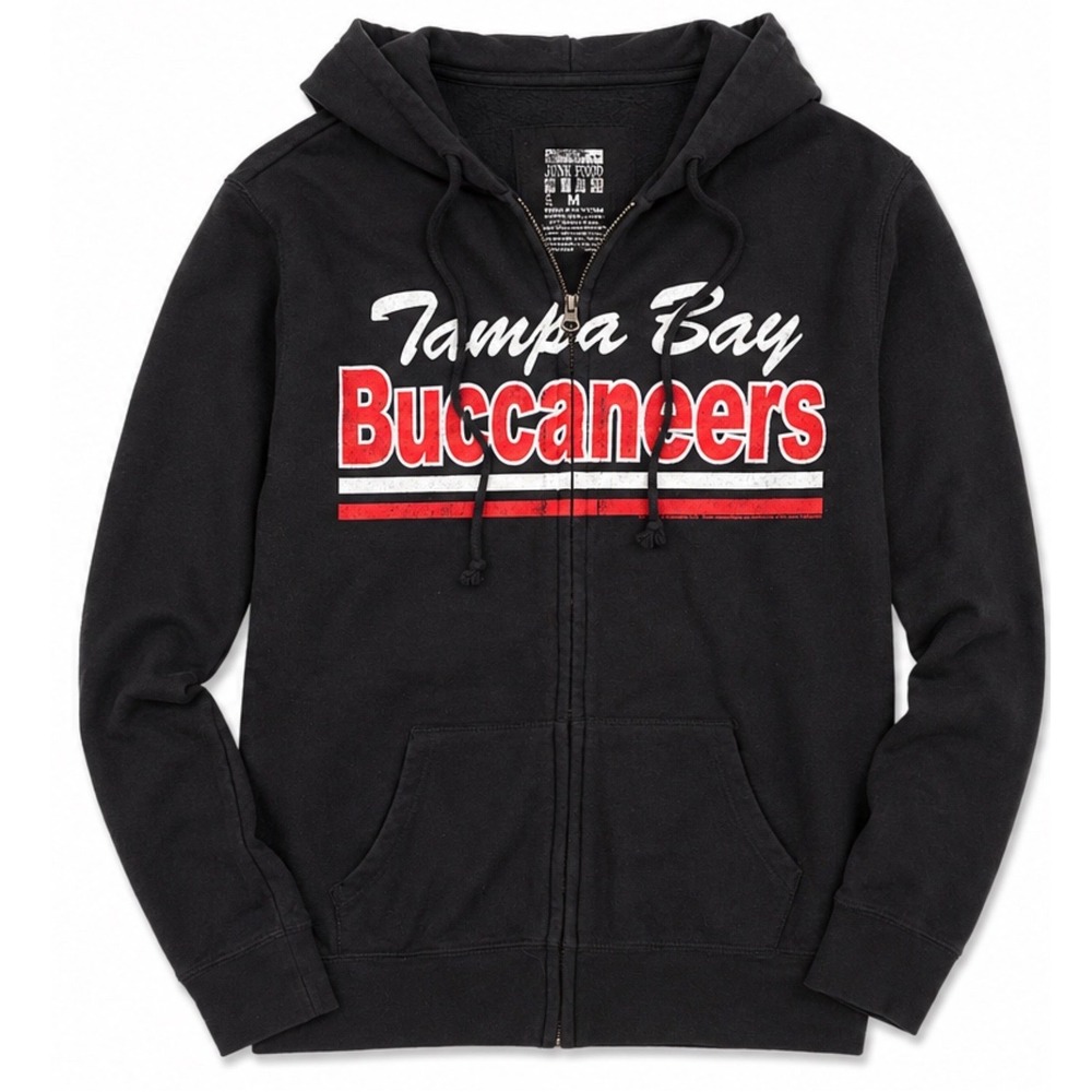Junk Food Tampa Bay Buccaneers Full Zip Hoodie Mens Black NFL Bucs Sweatshirt M